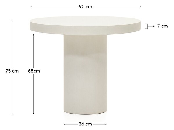 Kave Home Bílý cementový zahradní stůl Aiguablava 90 cm