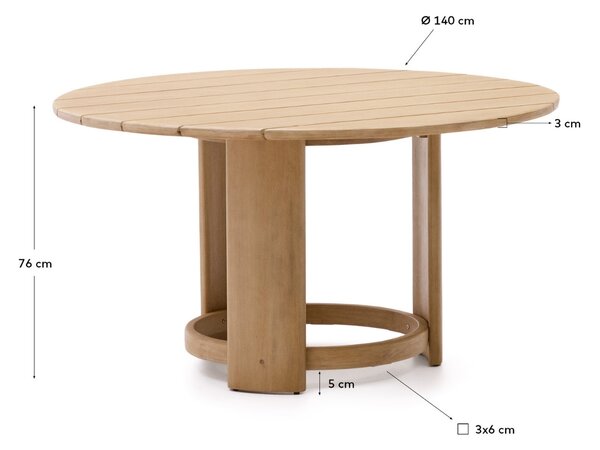 Dřevěný zahradní jídelní stůl Kave Home Xoriguer 140 cm