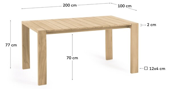 Teakový zahradní stůl Kave Home Victoire 200 x 100 cm
