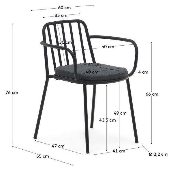Černá kovová jídelní židle Kave Home Bramant