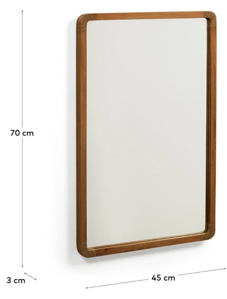 Hnědé teakové nástěnné zrcadlo Kave Home Shamel 70 x 45 cm