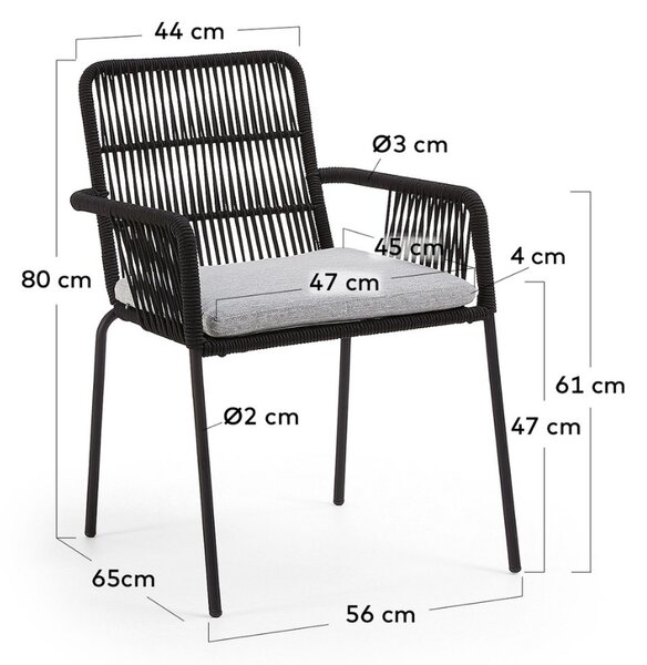Černá pletená zahradní židle Kave Home Samanta