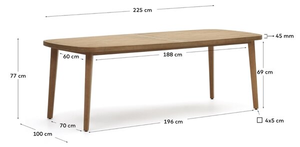 Masivní zahradní jídelní stůl Kave Home Maset 220 x 100 cm