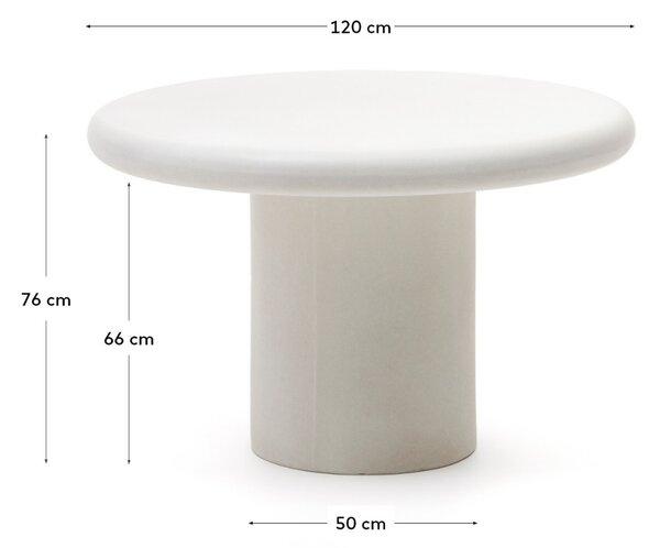 Bílý cementový zahradní jídelní stůl Kave Home Addaia 120 cm