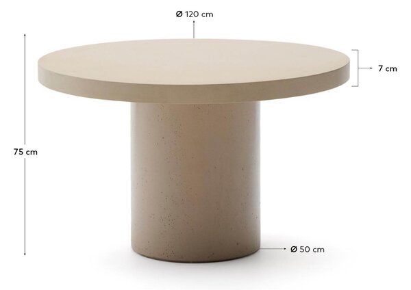 Kave Home Béžový cementový zahradní stůl Aiguablava 120 cm