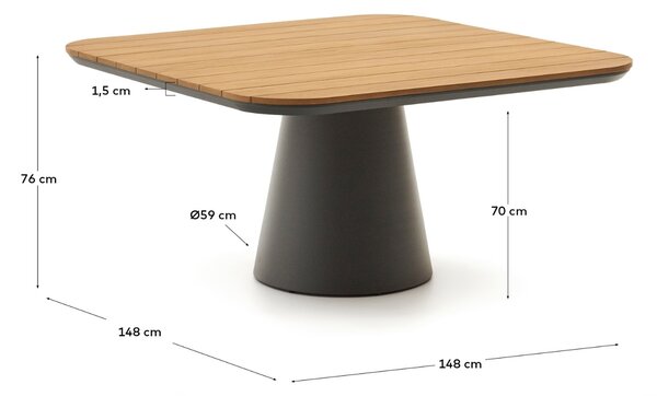 Teakový zahradní stůl Kave Home Tudons 148 x 148 cm