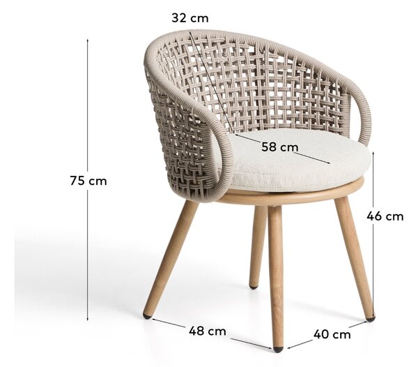 Kave Home Béžovošedá zahradní židle Lidario s výpletem
