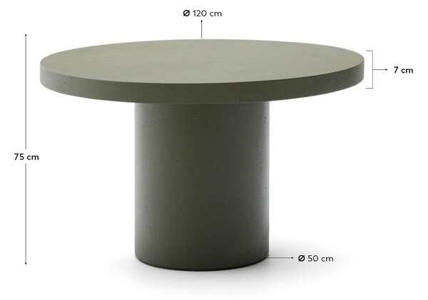 Kave Home Zelený cementový zahradní stůl Aiguablava 120 cm