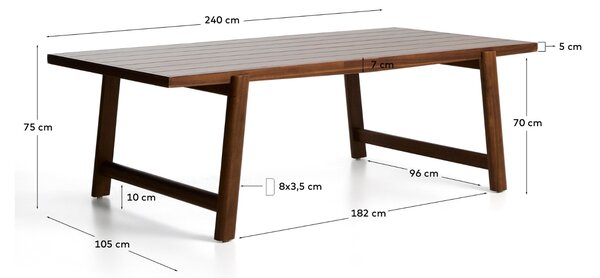 Kave Home Dřevěný zahradní jídelní stůl Itani 240 x 100 cm