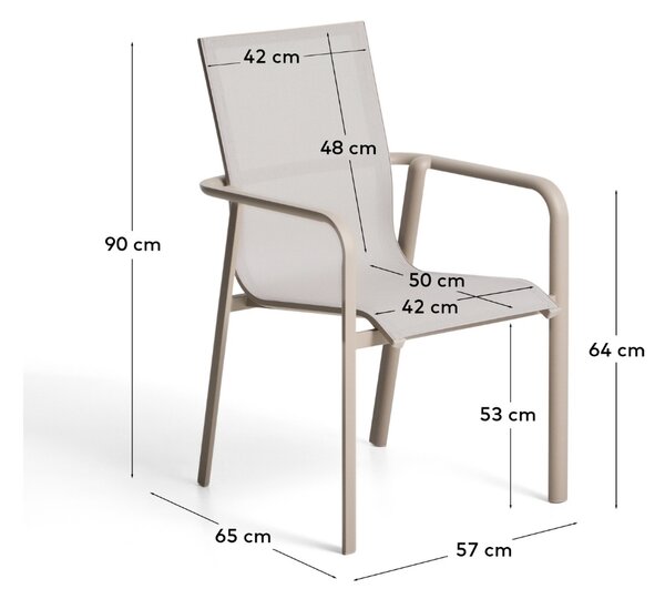 Kave Home Béžovošedá hliníková zahradní židle Canea