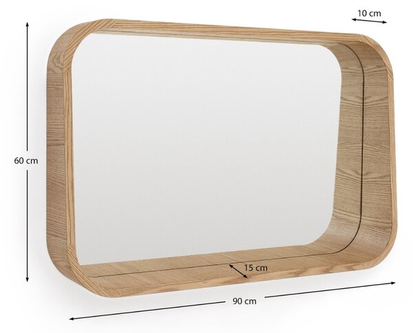 Nástěnné zrcadlo Kave Home Salaya 60 x 90 cm s dřevěným dekorem