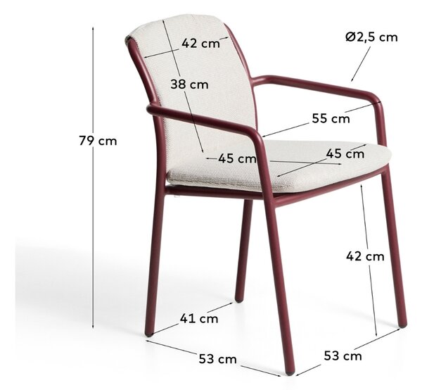 Kave Home Červená hliníková zahradní židle Linosa s polštářem