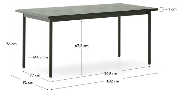 Zelený zahradní stůl Kave Home Maurina 182 x 91 cm