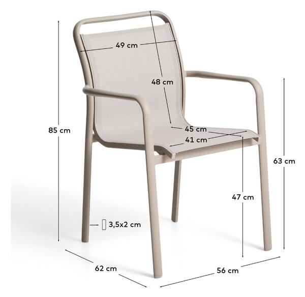 Kave Home Béžovošedá hliníková zahradní židle Luri