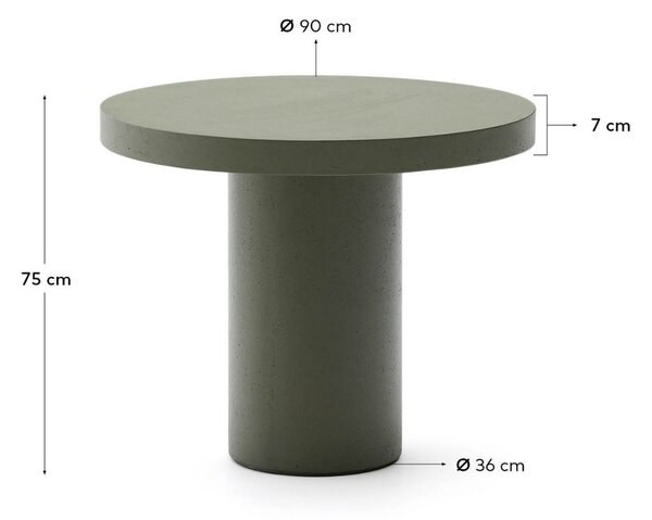 Kave Home Zelený cementový zahradní stůl Aiguablava 90 cm