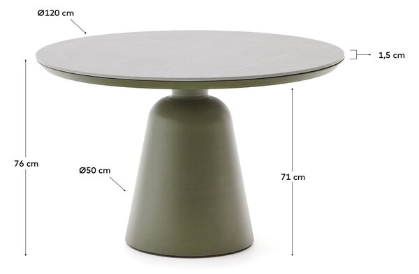Zelený keramický zahradní stůl Kave Home Tudons 120 cm