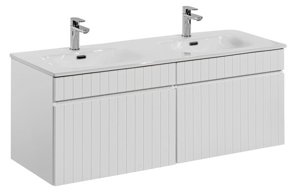Comad Koupelnová skříňka s keramickým dvojumyvadlem Iconic White 120 cm - bílá