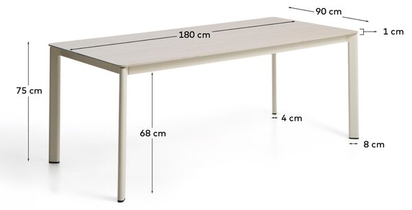 Kave Home Béžový zahradní stůl s keramickou deskou Anafi 180 x 90 cm