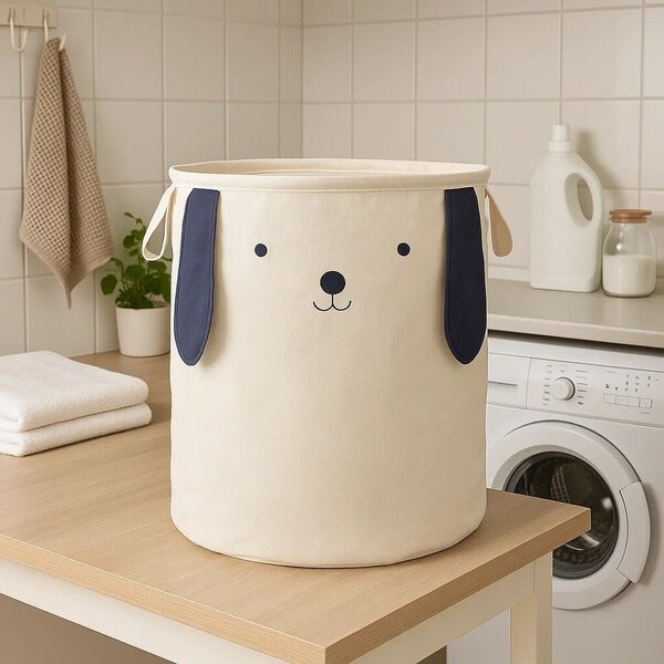Bílý látkový dětský koš na hračky ø 39x48 cm Mimo Dog Face – Premier Housewares