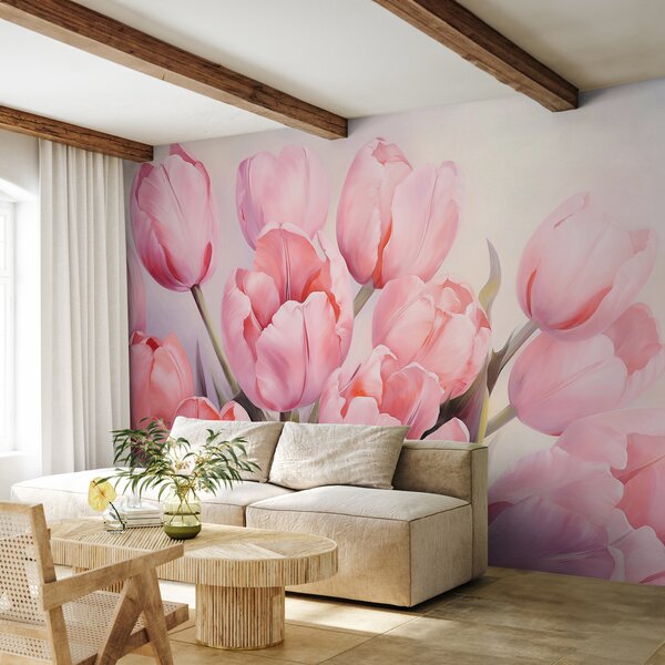 Fototapety Jemné růžové tulipány, Fototapety květiny, w08100 : uwalls.cz