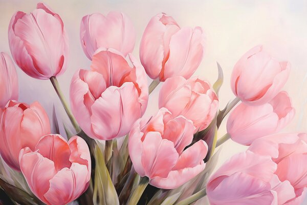Fototapety Jemné růžové tulipány, Fototapety květiny, w08100 : uwalls.cz