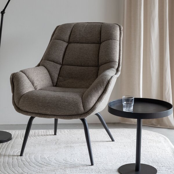 -25 % Dny MOMENTI– White Label Tmavě béžové čalouněné lounge křeslo WLL COMFORTABLE THOMAS