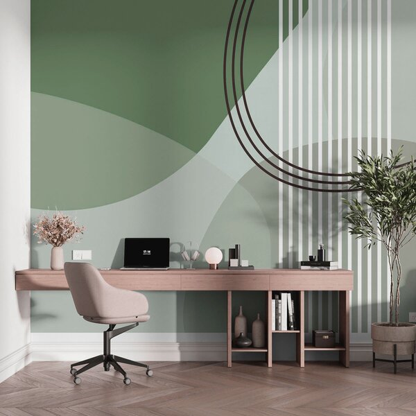 Fototapety Geometrické linie abstrakce a kruh minimalismus moderní styl zelené barvy, Fototapety abstraktní, w08173v1 : uwalls.cz