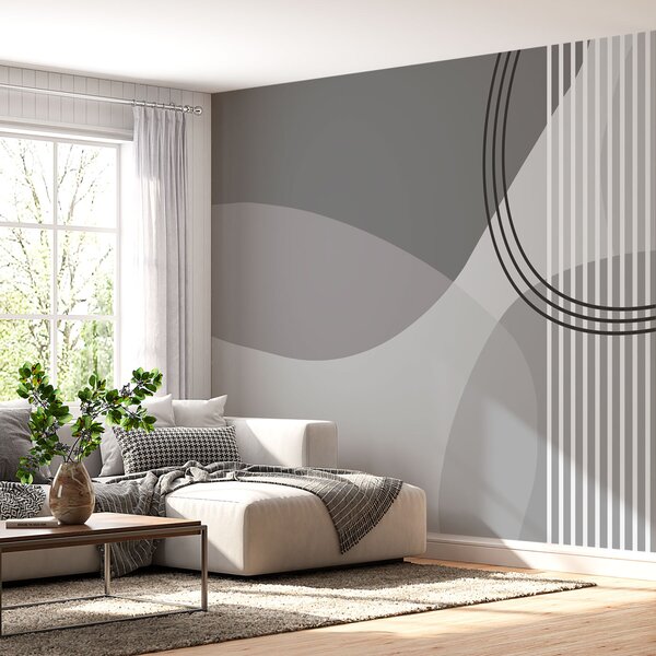 Fototapeta Šedé a bílé pozadí s kruhy a čarami, Designové fototapety na zeď, Populární fototapety, w08173v3 - Tapeko.co.cz