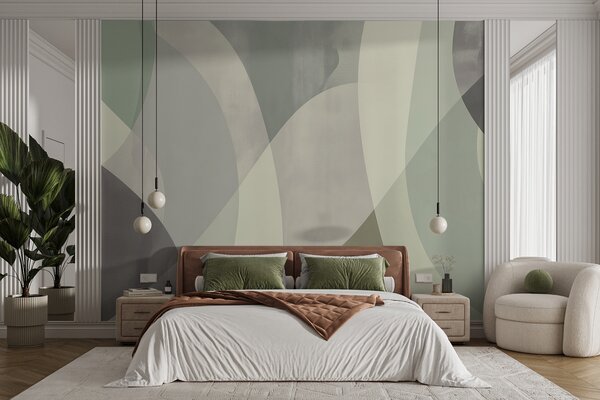 Fototapety Jemné křivky v tlumených tónech s plynulými liniemi a zelenými přechody, minimalistické a moderní, Fototapety moderní, w01334 : uwalls.cz