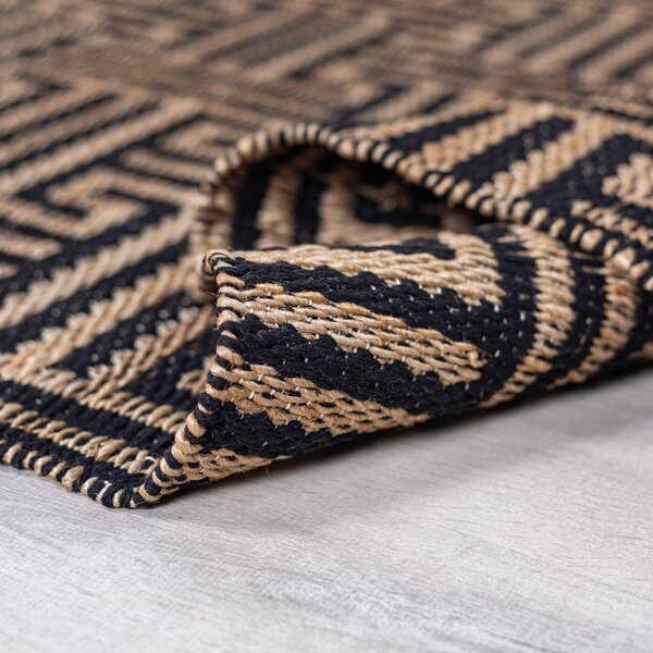 Černý/v přírodní barvě ručně tkaný koberec s příměsí juty 200x290 cm Meander Jute – Flair Rugs