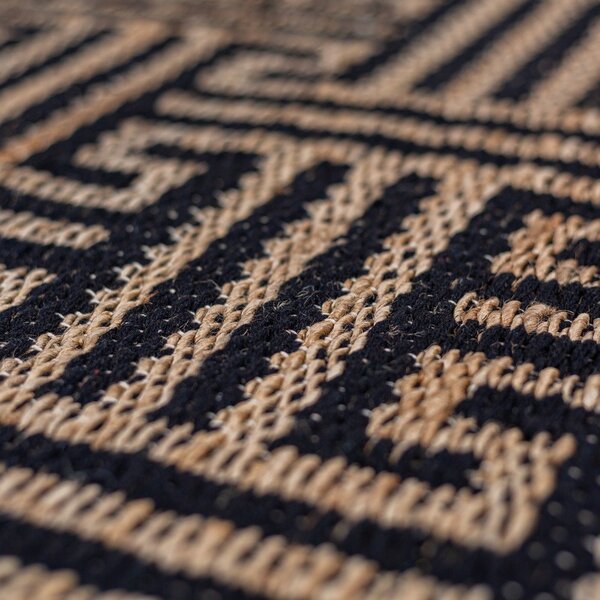 Černý/v přírodní barvě ručně tkaný koberec s příměsí juty 200x290 cm Meander Jute – Flair Rugs