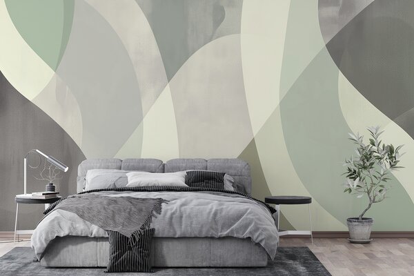 Fototapety Jemné křivky v tlumených tónech s plynulými liniemi a zelenými přechody, minimalistické a moderní, Fototapety moderní, w01334 : uwalls.cz