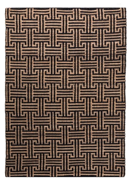 Černý/v přírodní barvě ručně tkaný koberec s příměsí juty 200x290 cm Meander Jute – Flair Rugs
