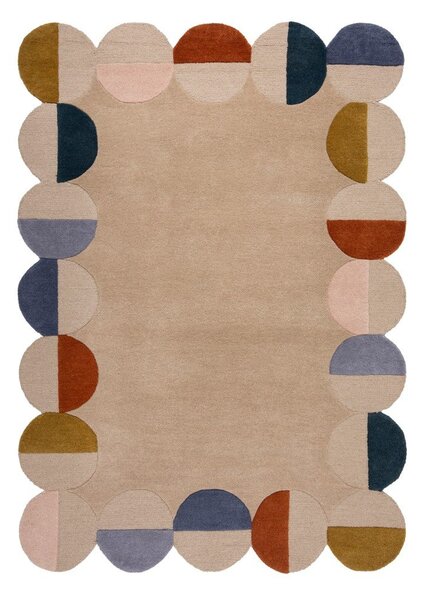 Béžový ručně tkaný vlněný koberec 160x230 cm Mia Scallop Frame – Flair Rugs