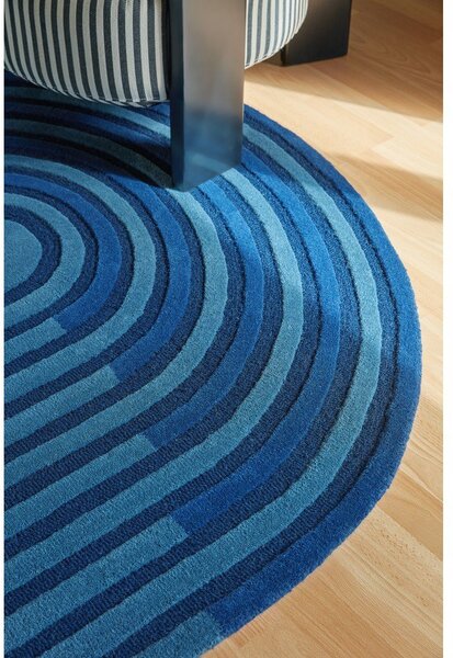 Tmavě modrý ručně tkaný vlněný koberec 120x180 cm Conway Retro – Flair Rugs