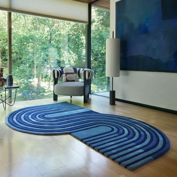 Tmavě modrý ručně tkaný vlněný koberec 120x180 cm Conway Retro – Flair Rugs