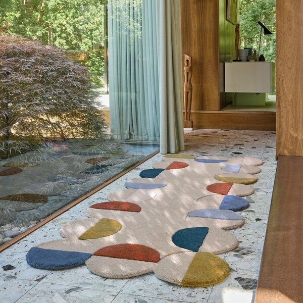 Béžový ručně tkaný vlněný běhoun 80x230 cm Mia Scallop Frame – Flair Rugs