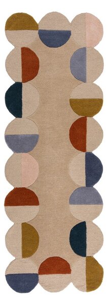 Béžový ručně tkaný vlněný běhoun 80x230 cm Mia Scallop Frame – Flair Rugs