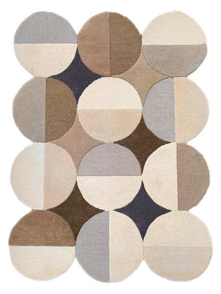 Šedobéžový ručně tkaný vlněný koberec 120x170 cm Mia Ellipse – Flair Rugs