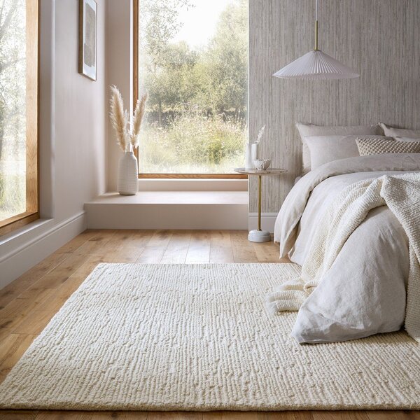 Slonovinový ručně tkaný vlněný koberec 200x290 cm Harris Boucle – Flair Rugs