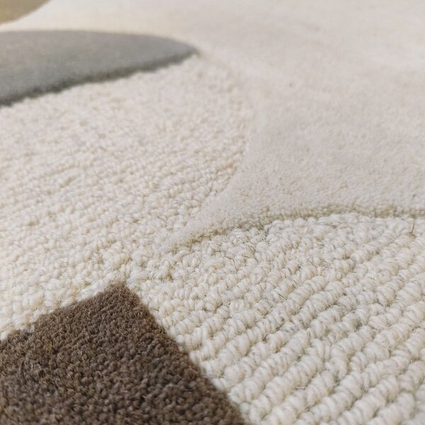 Šedobéžový ručně tkaný vlněný koberec 160x230 cm Mia Scallop Frame – Flair Rugs