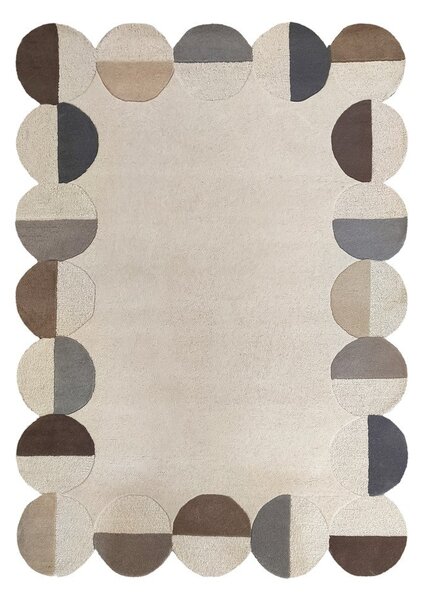 Šedobéžový ručně tkaný vlněný koberec 160x230 cm Mia Scallop Frame – Flair Rugs