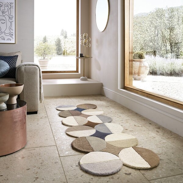 Šedobéžový ručně tkaný vlněný běhoun 80x230 cm Mia Ellipse – Flair Rugs