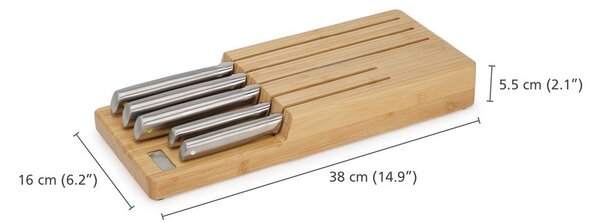 Sada nožů se stojanem 5 ks z nerezové oceli Elevate Bamboo – Joseph Joseph