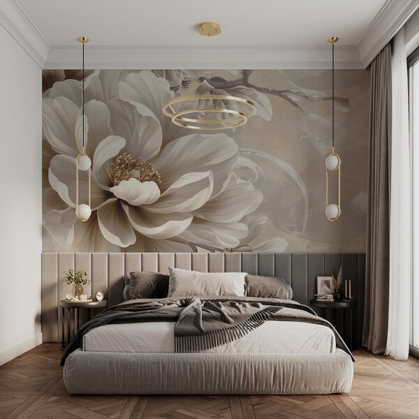 Fototapety Velký ostružinový květ na zdi grunge, Fototapety 3D, Fototapety 3d květiny, w08181v2 : uwalls.cz