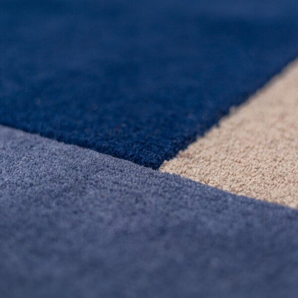 Modrý ručně tkaný vlněný kulatý koberec ø 150 cm Mia Segment – Flair Rugs