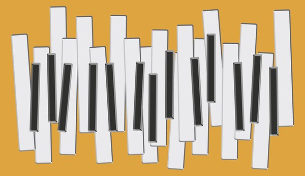 Fototapeta Klávesy klavíru na žlutém pozadí, Abstraktní fototapety, Populární fototapety, w00961 - Tapeko.co.cz