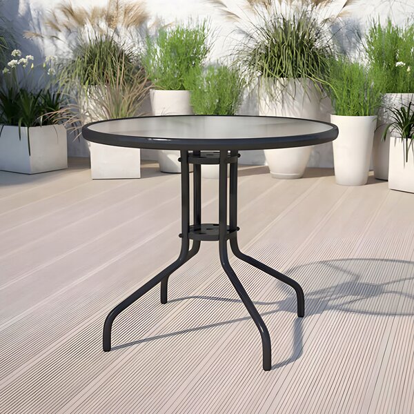 Zahradní stolek se skleněnou deskou MultiGarden SC-072 80 cm černý