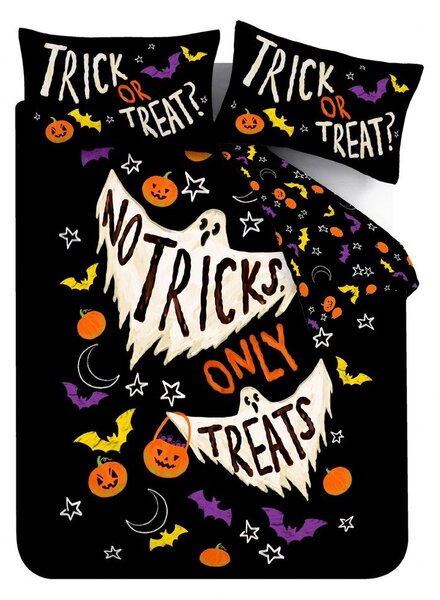 Černé povlečení na dvoulůžko 200x200 cm Halloween Trick or Treat – Catherine Lansfield