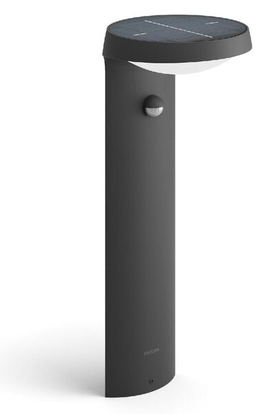 Tyla IR solární venkovní sloupkové LED svítidlo se senzorem 1,2W 255lm 3000K IP44 40cm, antracit
